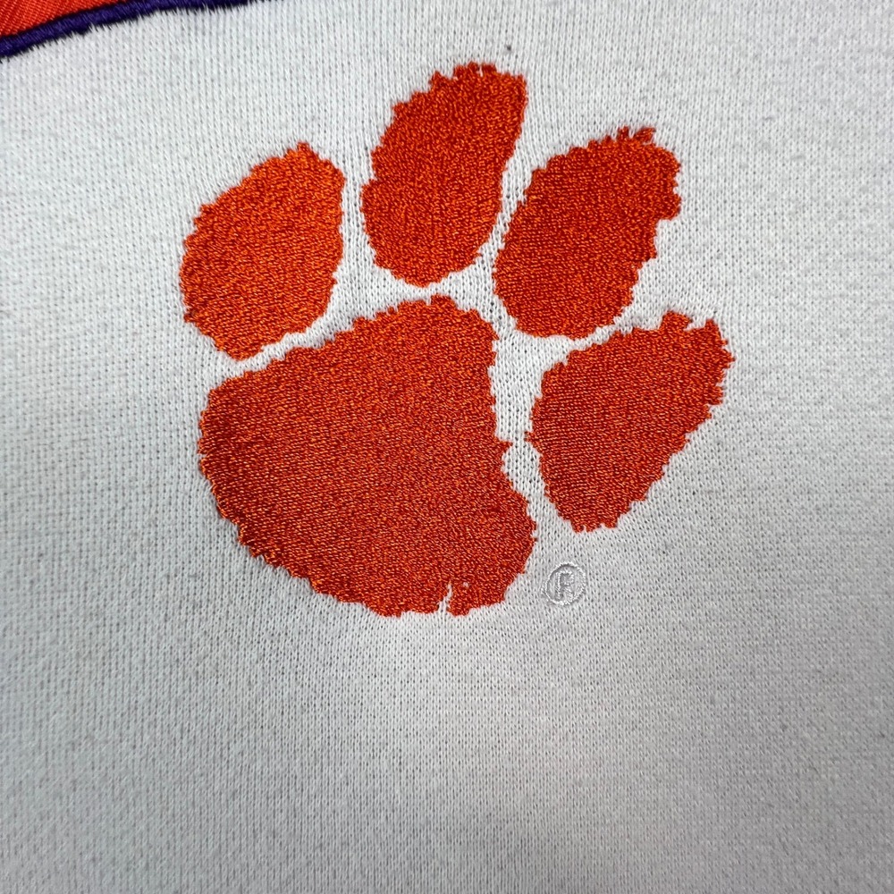 Colosseum Clemson Tigers Hoodie Mens XXL White Orange Spellout Paw Pullover NCAA - Picture 5 of 13